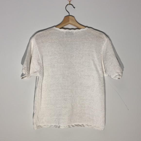 Vintage Floral Embroidered Pearl Button Grandma Knit Shirt Sweater - Picture 6 of 12